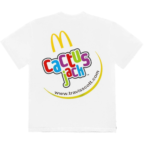 Travis Scott McDonald's Cactus Jack CJ Smile Multicolor Logo T-shirt White Large